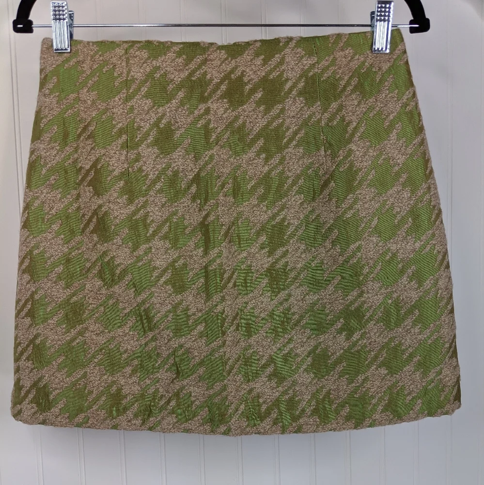 LAUREN BAZAAR by Choi Metallic Houndstooth Miniskirt NWT Sz M - Picture 3 of 6